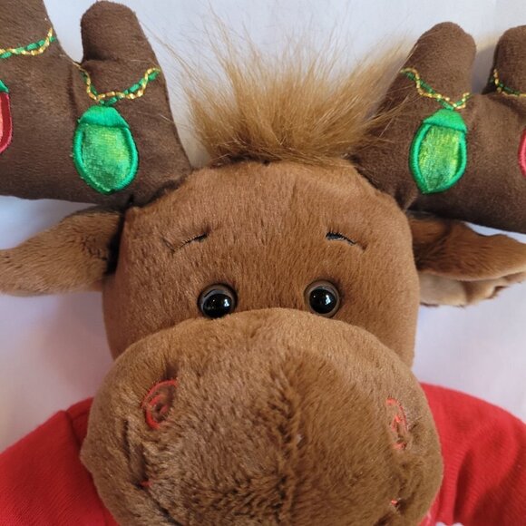 Build A Bear Hal Moose w/Red Sweater & Light Up Antlers Christmas Lights Moose - Picture 3 of 10